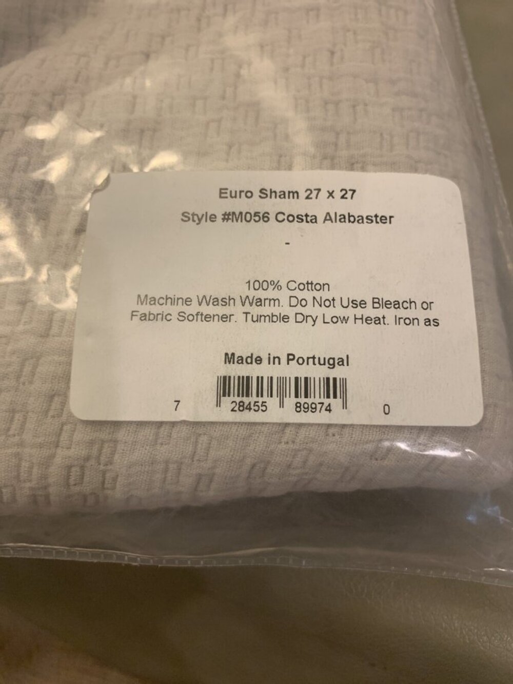 Brand New Matouk Euro European Pillow Sham Costa Alabaster Gray Cotton